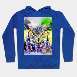 Watercolor Great Horned Owl Hoodie